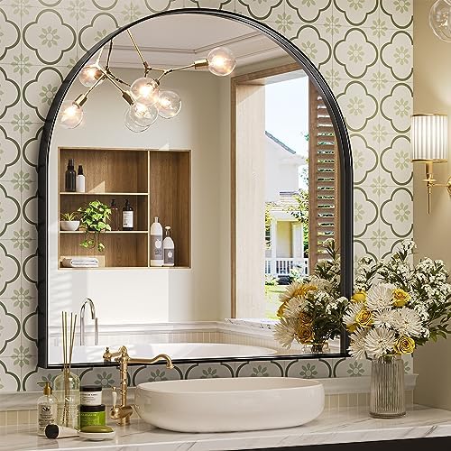 Brightify Arched Mirror, 31 x 33 Inch Black Arch Mirror by Brightify