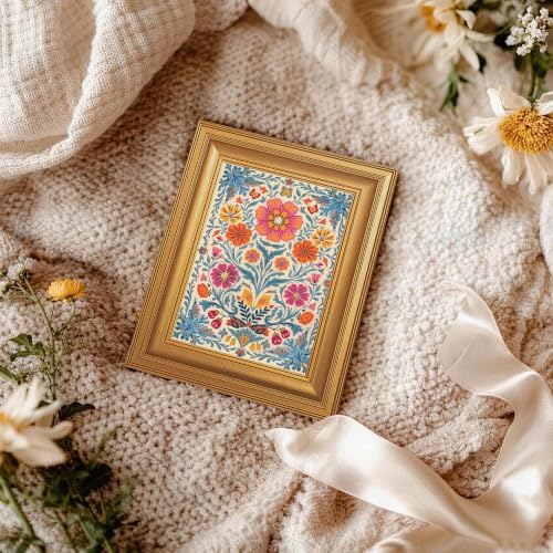EJPFOGV Colorful Folk Art Bohemian Floral Framed Canvas Wall Art 8x10 inch - Image 2