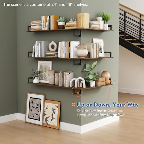 Harwaya Floating Book Shelves for Wall 3-Pack, 24 Inch Long Wall Mount - Image 5