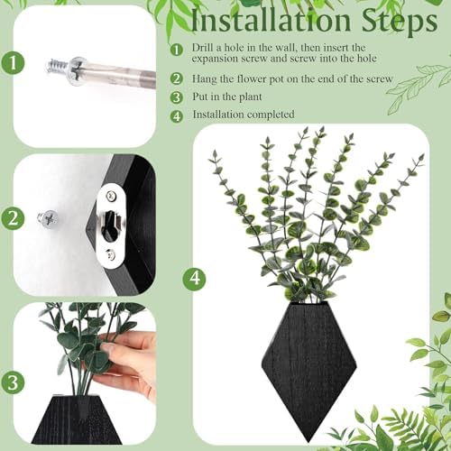 Chunful 2 Pcs Wooden Wall Planter Decor, 7.1 x 4.7 x 1.2 Inches - Image 3