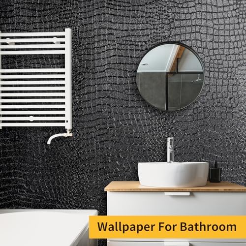 Black Peel and Stick Wallpaper Crocodile 15.7'' X 394'' Self Adhesive - Image 7