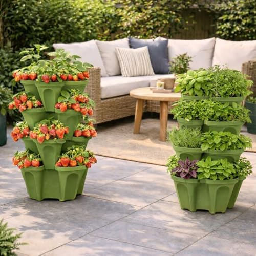 Strawberry Planter Tower, 4 Tier Stackable Vertical Planter, 16 Plant Sites - Image 5