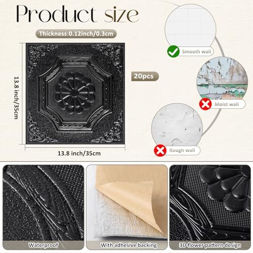 Nuanchu 30 Pcs 13.8 x 13.8 Inch Ceiling Tiles Peel and Stick - Image 2