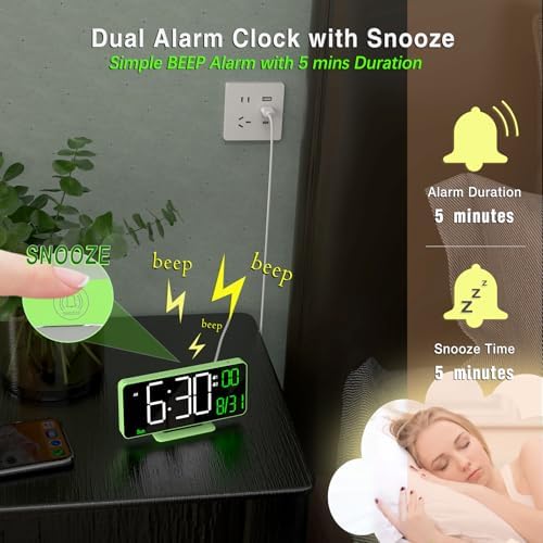 KOSUMOSU Small Digital Clock, 6.7in Alarm Clocks - Image 5