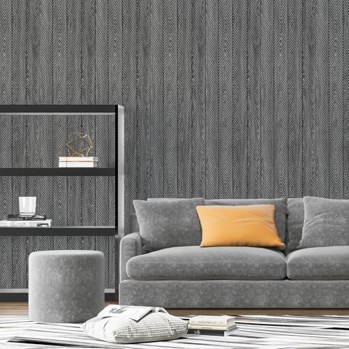 Art3d Herringbone Slim Slat Wall Panels, Weathered Teak - Image 2
