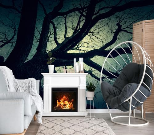 XMPMBM-Magic Forest backsplash Decorative Wallpaper Starry Sky Large Tree - Image 2