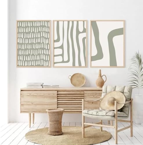 Minimalist Neutral Wall Art Decor Sage Green Boho Canvas Poster Abstract Modern - Image 3