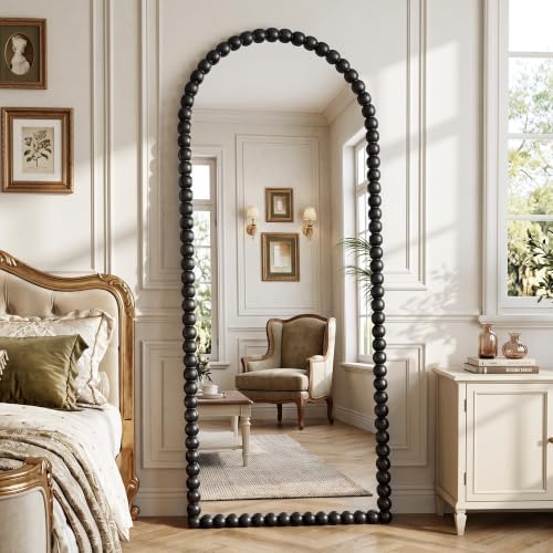 Antok 71" x 28" Arched Full Length Mirror, Antique Beaded Frame Floor Standing - Image 2