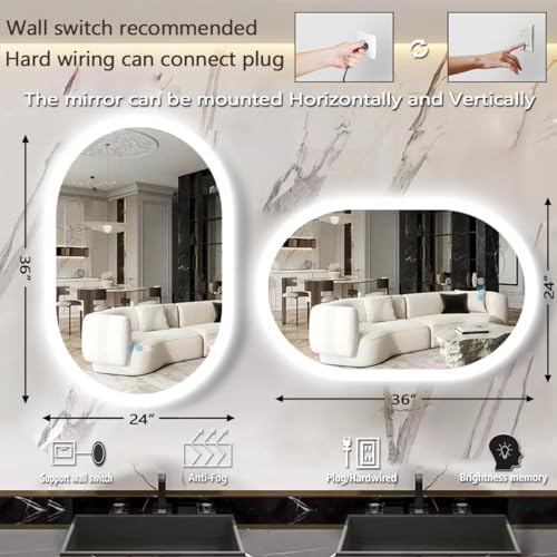 THEKLA 24 x 36 inch Oval Lighted Mirror - Image 6