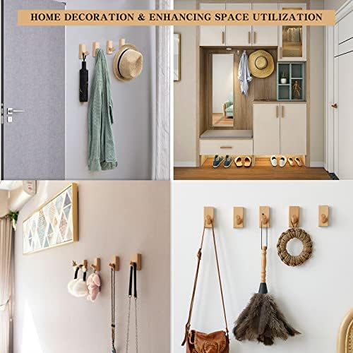 QUELLANCE Wood Coat Hooks Wall Mounted - Image 5