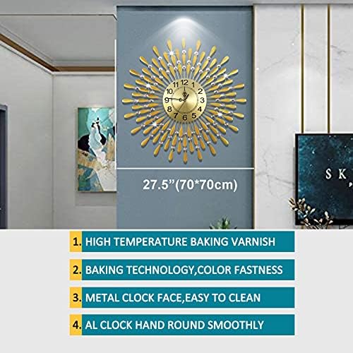 Large Wall Clock Metal Decorative Wall Clocks 3D Non-Ticking Silent Quartz - Image 5
