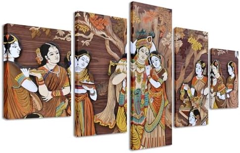 DJSYLIFE Radha Krishna Canvas Wall Art, Indian God by DJSYLIFE