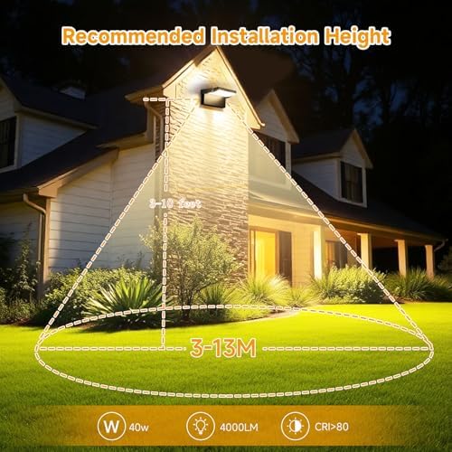 3 Pack Outdoor LED Wall Lights 40W 350°Rotation 3000K IP65 Waterproof - Image 5