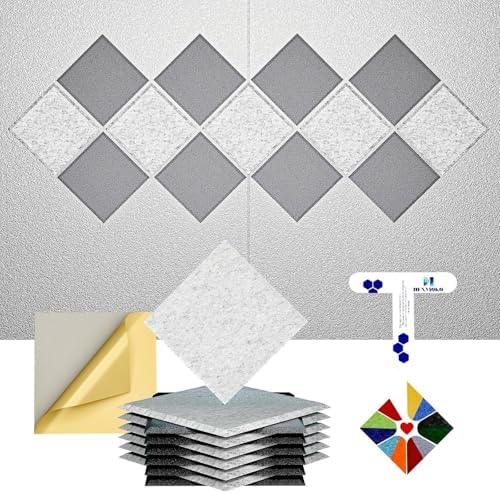 12 Pack Self-Adhesive Acoustic Panels, 2nd Generation Sound Absorbing Panel by DEXMOKO