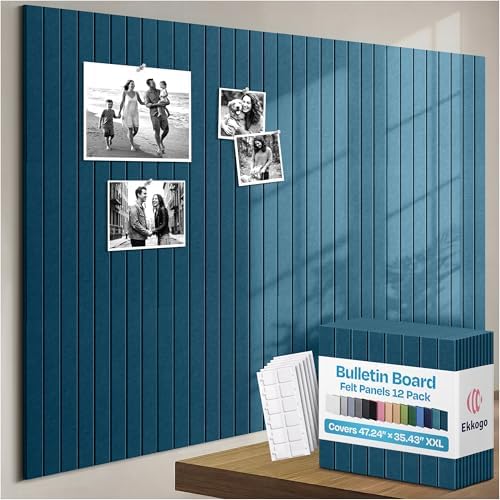 X-Large Cork Board Alternative 12-Pack Felt Bulletin Board Thick and Decorative by EkkogoAcousticPanels