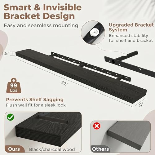 72 Inch Floating Shelves for Wall - Image 2