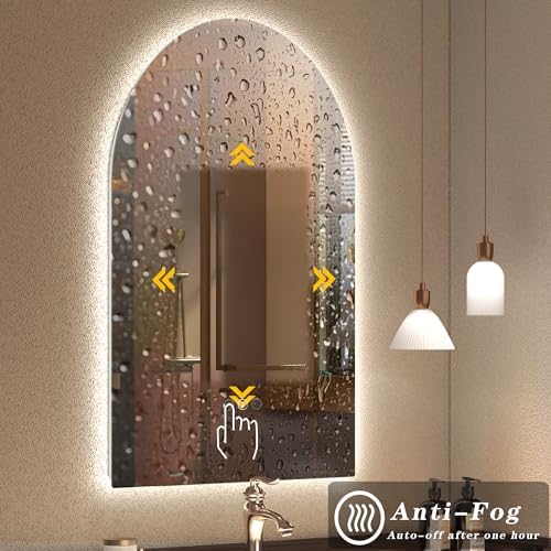 26x36 Inch Backlit Arched LED Bathroom Mirror - Image 4
