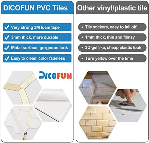 DICOFUN 10-Sheet Hexagon Peel and Stick Backsplash Tile, Polished White Tile - Image 4