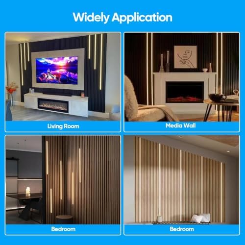 Besseto LED Wall Panel Lights Black, Wood Slat Wall Panel Strip Light, 3000K - Image 5