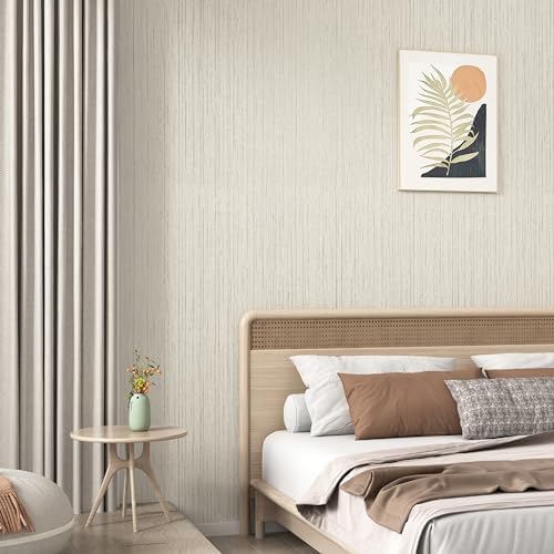 WESTICK Beige Grasscloth Peel and Stick Wallpaper Textured Grass Cloth Fabric - Image 2