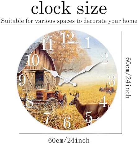 XNM 24 Inch Farmhouse Wooden Wall Clocks Battery Operated - Image 3