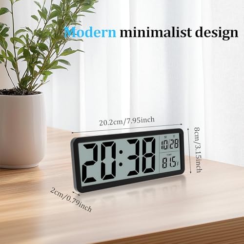 Silent Digital Wall Clock with Date/Time/Temperature Large Display, Versatile - Image 2