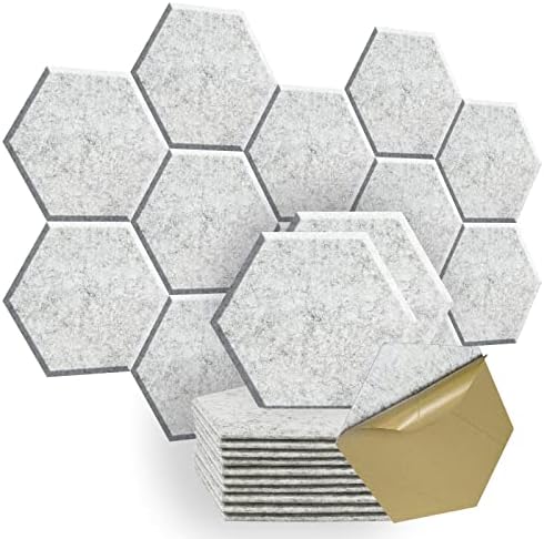 SHJADE 12 Pack Acoustic Panel Self-Adhesive, Hexagon Sound Proof Padding by SHJADE