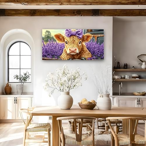 Haichuang Decor Art Highland Cow Canvas Wall Art, 40x20 Inch - Image 5