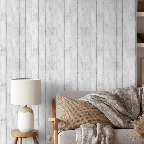 White Shiplap Contact Paper Peel and Stick Wood Wallpaper - Image 5