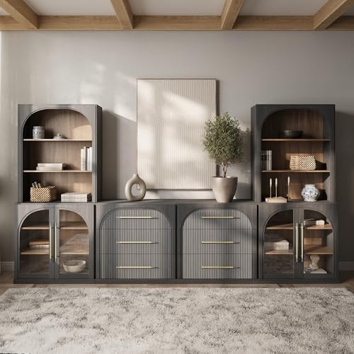 BELLEZE Jagger 130" Wall Unit 6-Piece Modular TV Stand - Image 4