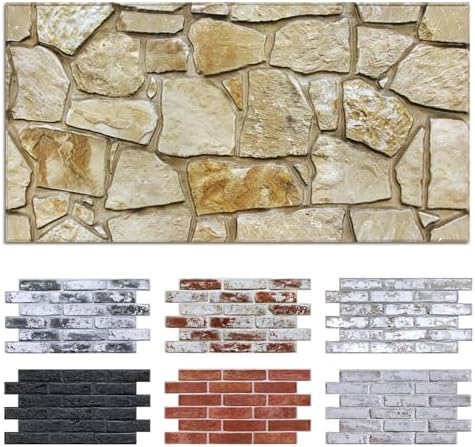 Commomy Peel and Stick Faux Stone 3D Wall Panels 12 pcs of 22.8" x 11.8" by CommomyDecor