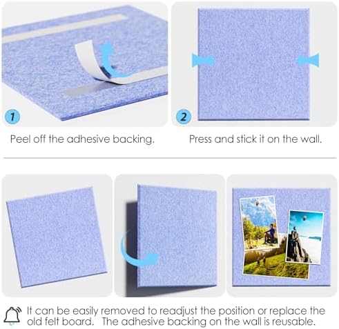 MaxGear Felt Bulletin Board 48" x 36", Light Blue Felt Wall Tile Wall Decor - Image 4