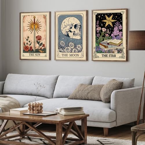 Pouydmi Tarot Card Wall Art Sun Moon Canvas Wall Decor Mystical Astrology Wall - Image 6