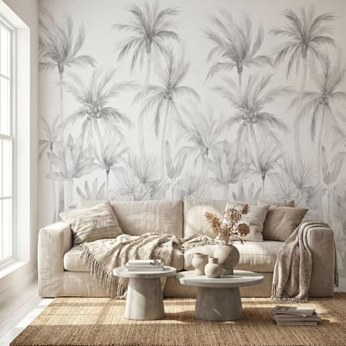 Bormia Gray Palm Tree Peel and Stick Wallpaper Wall Murals by Bormia