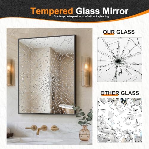 Delma Bathroom Vanity Mirror, 30x24 Black Metal Framed Mirror - Image 5