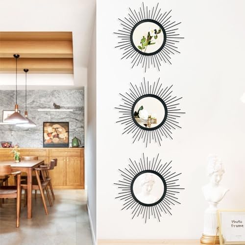 3 Pack Metal Mirror for Wall Cute Sunburst Wall Mirror Home Decor Wall Art - Image 6