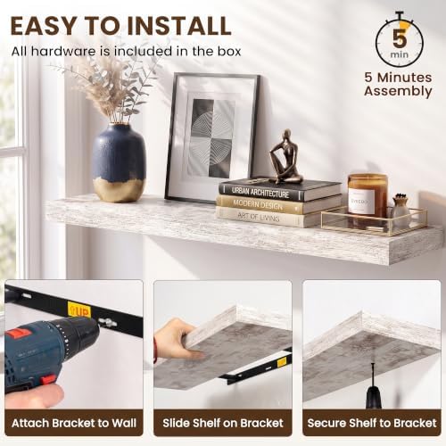 72x8in Floating Shelves 2 Pack, Wall Mount Display Shelf - Image 5
