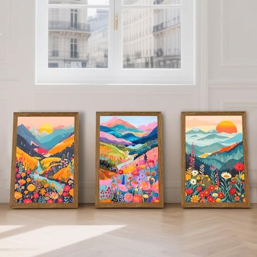 Colorful Mountain Wall Art Abstract Nature Landscap Wall Decor Wood Framed - Image 5