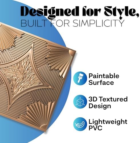Art3d PVC Drop Ceiling Tiles 24x24 in, 48 Sq.Ft, Classic Bronze - Image 3