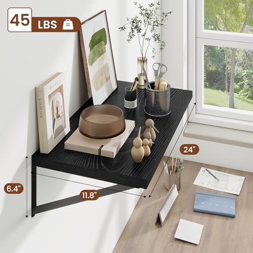 Deep Wall Shelves 24"W x 12"D Engineered Wood Floating Shelves - Image 3