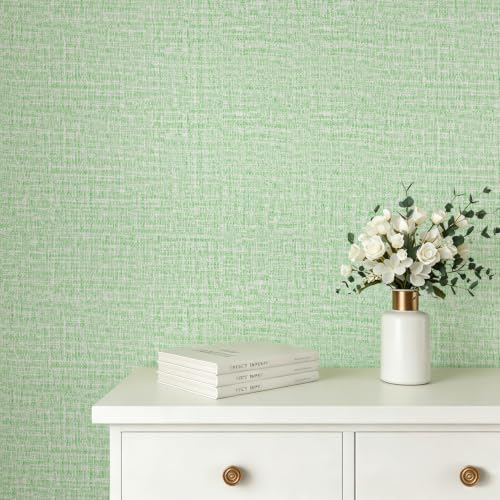 Sage Green Grasscloth Linen Textured Peel and Stick Wallpaper 15.8"×120" - Image 2