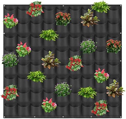 72 Pockets Hanging Planter Bags, Hanging Vertical Wall Mounted Plant Planting by Pehciroe
