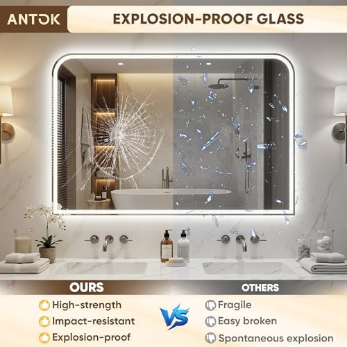 Antok LED Bathroom Mirror 36" L x 36" W, LED Mirror - Image 5