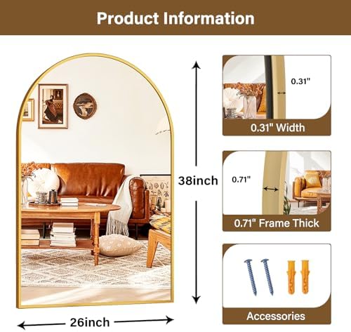 XRAMFY 26"x38" Arched Wall Mirror - Image 5