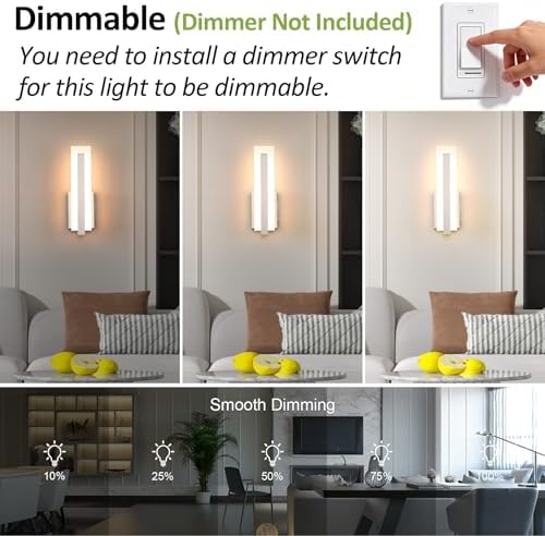 Tipace Hardwired Brushed Nickel Modern LED Wall Sconces Indoor Wall Lights - Image 2