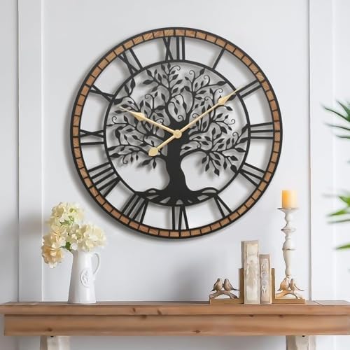 Micasso Large Wall Clock Decorative: 24 Inch Tree of Life Battery Operated by Micasso
