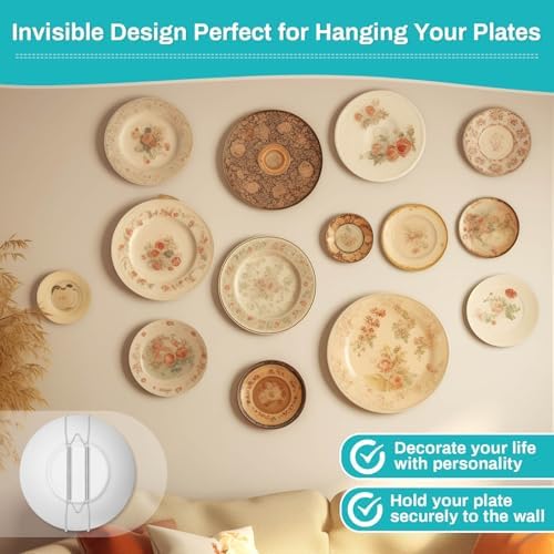 14 pcs Plate Hangers for The Wall, 4/6/8/10/12 Inch Invisible Decorative Wall - Image 4