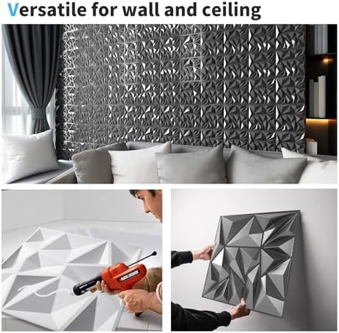 Art3d 33-Pack Modern Diamond Textured 3D Wall Panels, 12 x 12 in - Image 5