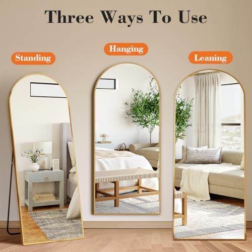 Sweetcrispy 58"x19" Arched Full Length Mirror, Full Body Mirror - Image 6
