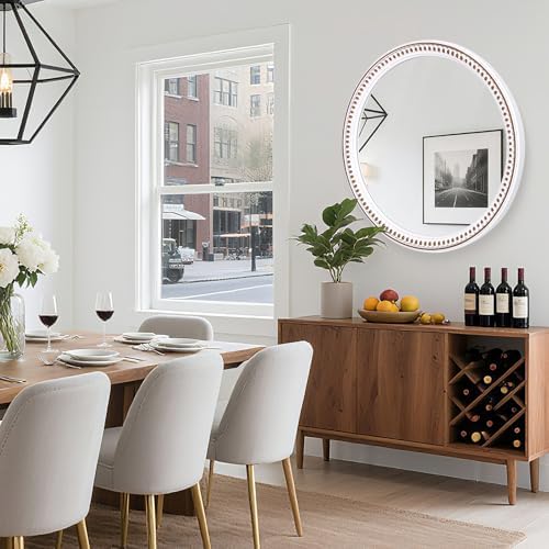 Rustic Farmhouse Round Wood Mirror, 24 Inch Circle Mirrors - Image 6